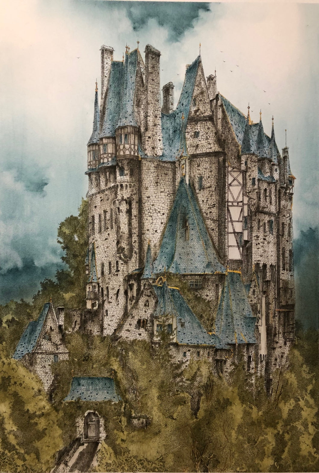 Castle on Hill with Gate Entrance